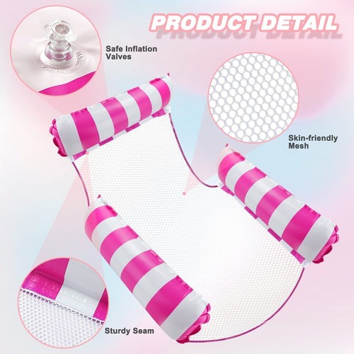 Water Hammock Lounger, Inflatable Pool Floating Bed Rafts, Swimming Chair Toys - Picture 7 of 18