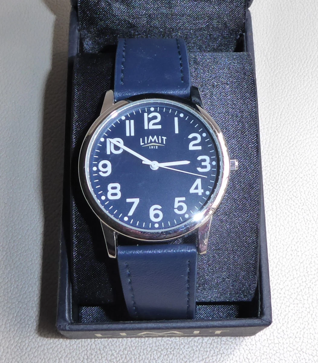 NEW* Limit Unisex Silver u0026 Navy Blue Watch Quartz Chunky BNIB needs battery  | eBay