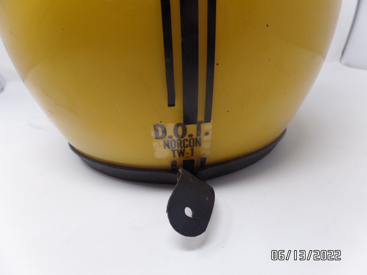 Norcon TW-1 Vintage Motorcycle Helmet in Yellow Stripe sz