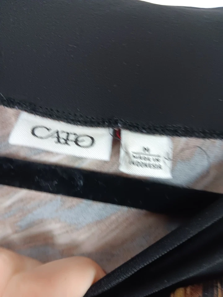 Top túnica Cato para mujer marrón medio estampado animal elástico manga 3/4 Foto 3 de 4