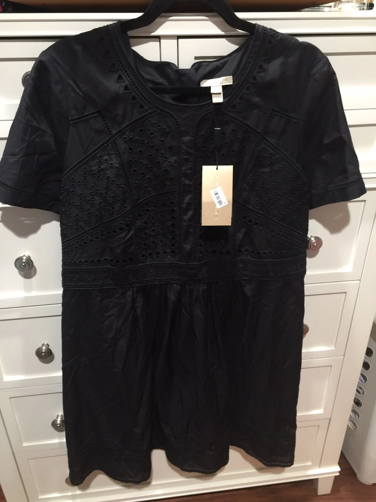 BURBERRY ABITO DONNA PRIMAVERA OCCHIELLO NERO TAGLIA 14 LUNGHEZZA GINOCCHIO NUOVO CON ETICHETTE