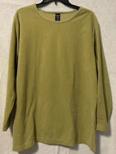 Lands' End Women’s Yellow/Green Long Sleeve Round Neck Top Tunic Size X Large