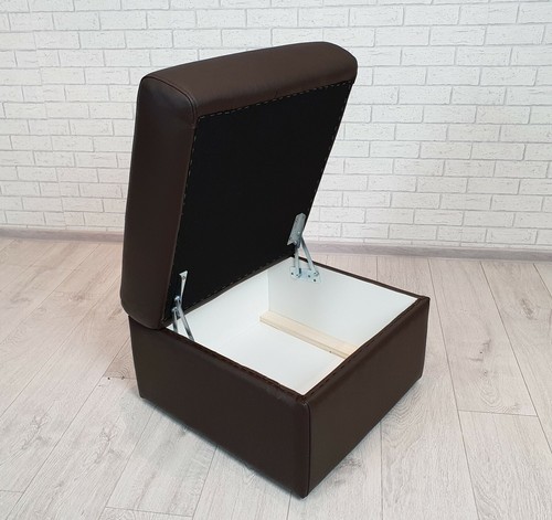Braunes Echt Leder Hocker Sitzhocker Polsterhocker Puff Sitzwürfel 55x60 Würfel - Bild 4 von 6