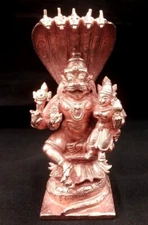 Laxmi Narsimha - Lakshmi Narasimha Idol in Pure Solid Copper - 4 inches