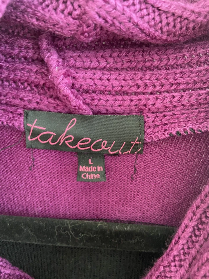 Suéter largo para mujer a rayas morado y negro manga corta cuello redondo talla l Foto 2 de 4