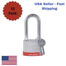 12 Pack 40mm Laminated Steel Long Shackle Padlock NIKATTO USA STOCK