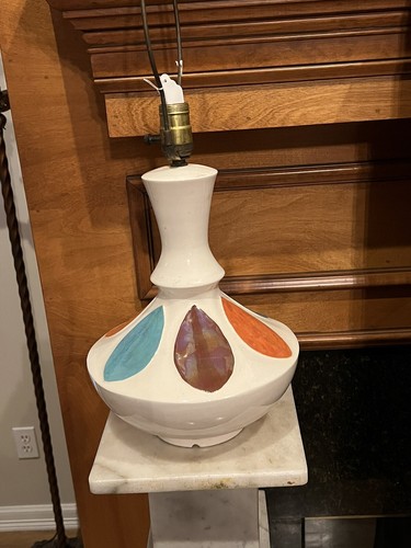 Vtg Mid-century Modern Ceramic Genie Table Lamp Atomic Retro 24”-12”-10” 1950/60 - Picture 4 of 12