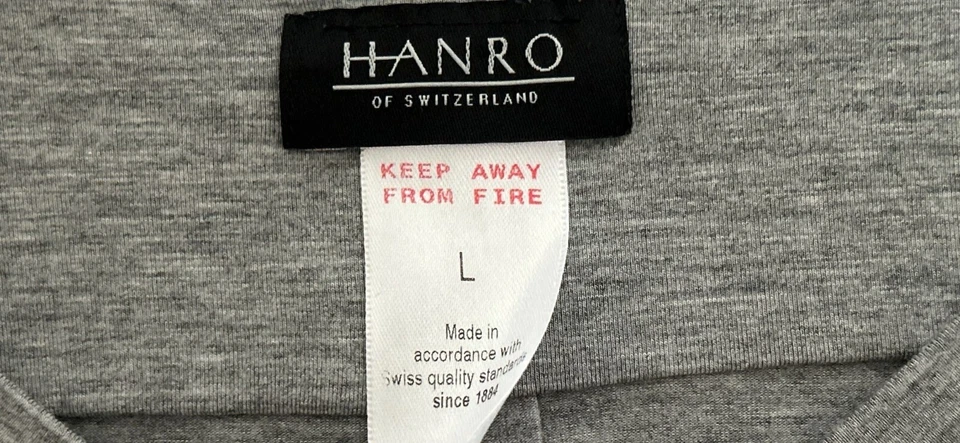 Pijama Hanro of Switzerland cinza gola V manga longa lounge top para dormir - Imagem 4 de 4