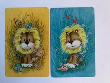 Vintage Retro SWAP CARDS Lion Jungle King Cat Birds Baby Chick Flowers Artwork
