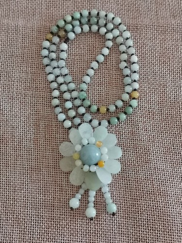 4 color handmade Certified Natural Jade jadite pendant FLOWER Necklace 24in 103 - Picture 4 of 6