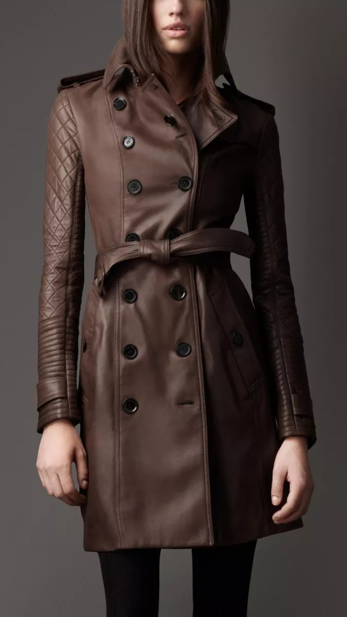 Women&#039;s Brown Leather Coat Genuine Winter Jacket | eBay