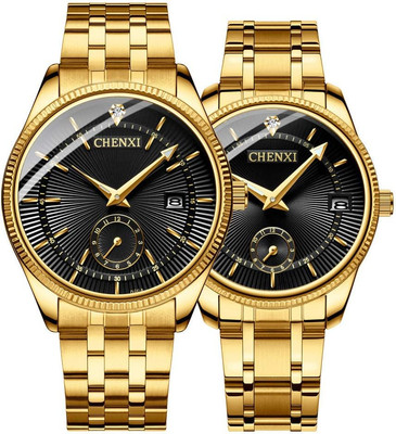 Couple Watches Dress Wrist Watch Golden Watch Men Women Stainless Steel Waterpro