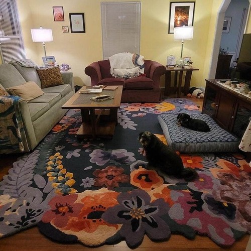 5x8|6x9|8x10|9x12|10x14 jordan purple Floral Latest Hand-Tufted Woolen Carpet - Picture 4 of 6