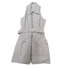 Guess Jeans USA Girls Chevron Jumper Dress White Brown/Blue Plaid Girls Size 3