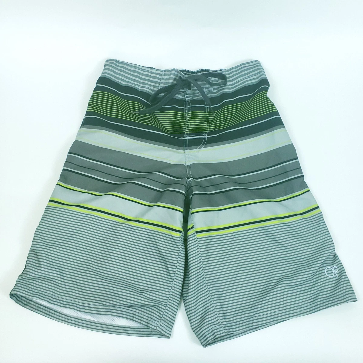 OP Ocean Pacific Board Shorts Mens 30 Grey Swim Trunks Striped