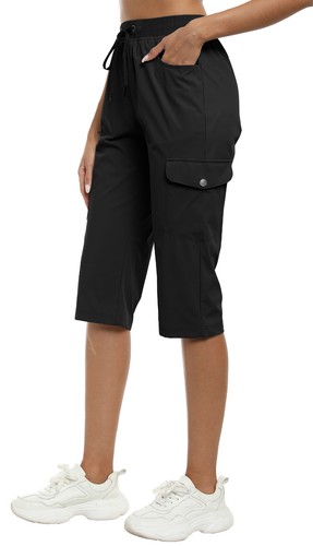 Women Outdoor Hiking Capri Cargo Pant Quick Dry Lightweight Casual Walking Pant - Picture 3 of 96