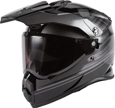 GMAX AT-21 Adventure Off-Road Helmet (Black/Grey, Small)