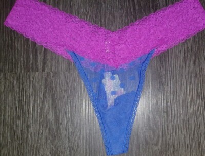 Vs Pink Vintage X Low Rise Polka Lace Thong Panty NEW Large Colorblock 