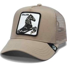 Goorin Bros The Farm SnapBack Trucker Hat Stallion Horse Beige NEW Authentic