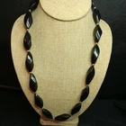 Vintage Jewelry 70s 80s TRIFARI Black Lucite Beads Necklace. 4246