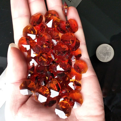 50Pc 14MM Octagon Faceted Glass Crystal Prism Window Decoration Beads Lamp Parts - Picture 8 of 16