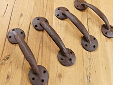 4 Cast Iron Antique Style Barn Handles Gate Pull Shed Door Handles Rustic Iron