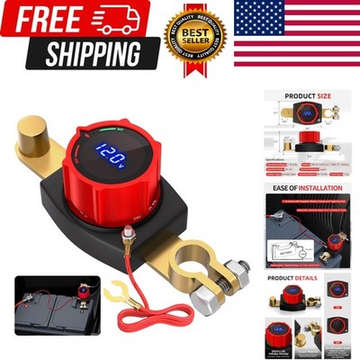 Top Post Battery Disconnect Switch 12V-48V with Led Voltmeter, DC 5-60V Batte...