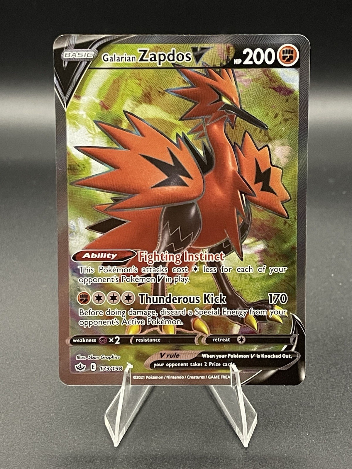 Galarian Zapdos V (Full Art) 173/198 Swsh06: Sword & Shield - Chilling Reign...