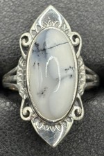 New Condition Sterling Silver Dendrite Opal Ring Size 7