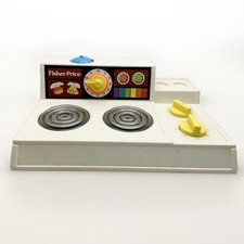 Vintage Fisher Price Play Cooktop Stove Magic Burners Bell 919 Pretend Fun 1978