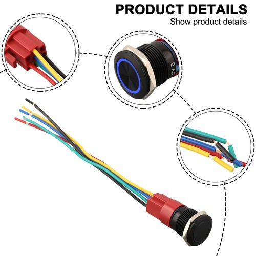 IP67 Metal Latching Push Button Switch 19mm LED Light SelfLockingReset - Picture 6 of 36