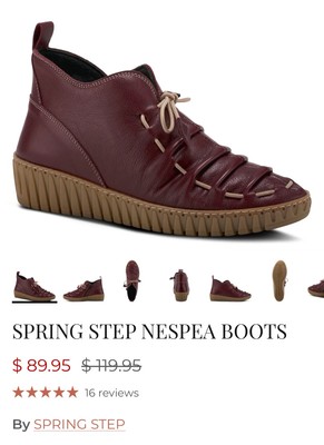 SPRING STEP NESPEA BOOTS Bordeaux Red size 39 or women display picture 1