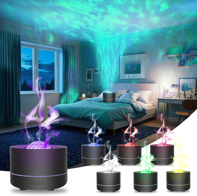 Essential Oil Diffuser, Fire Flame Aromatherapy Diffuser with 7 Colours LED Proj