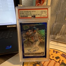 2020 Panini Donruss Optic Bobby Witt Jr. Blue Mojo Auto PSA 8   41/ 99 Royals