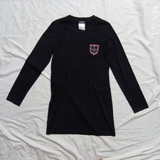 USED CHANEL COCO MARK PATCH BLACK KNIT DRESS GOOD
