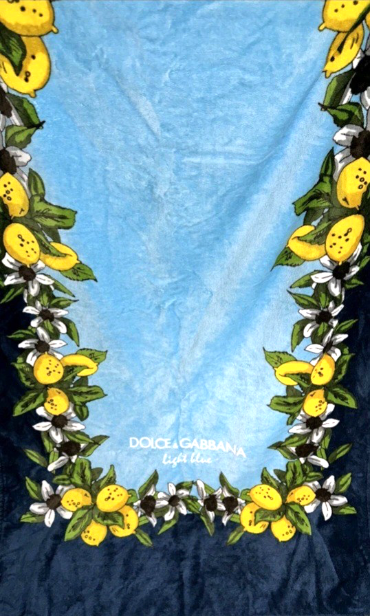 Dolce & Gabbana D&G ビーチタオル 大判タオル パイナップル Dolce & Gabbana Light Blue Beach Towel Lemons w/ Box * NEW OLD