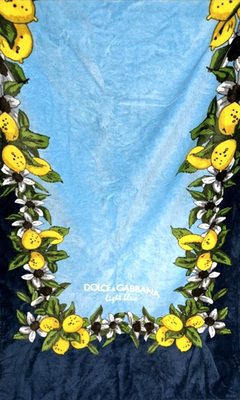 Dolce & Gabbana Light Blue Beach Towel Lemons w/ Box * NEW OLD