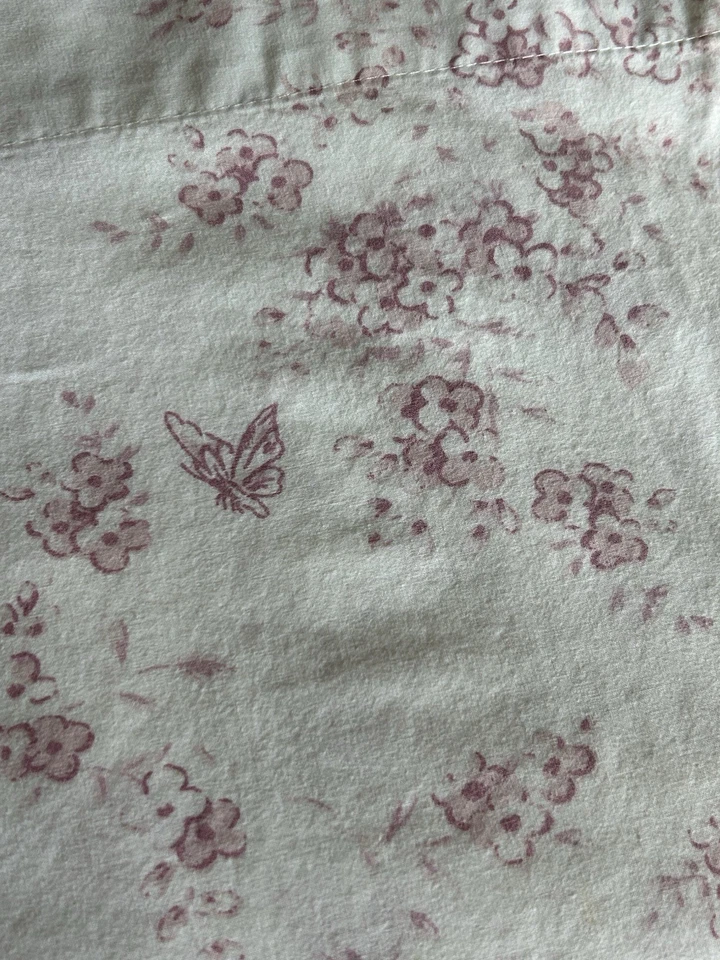 The Farmhouse Rachel Ashwell Sheet Set Pink Floral Butterfly Cotton Shabby KING - Image 3 of 4