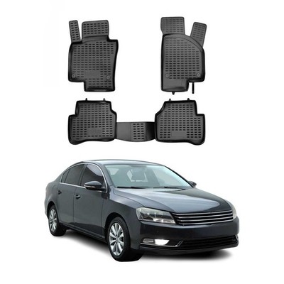 OMAC Floor Mats Liner for VW Passat B7 2012-19 Automatic transmission Black TPE