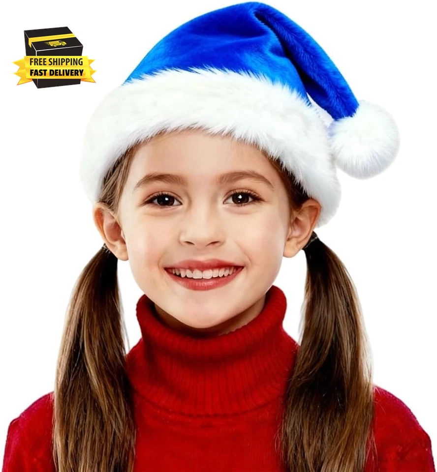 Sombrero de Navidad de terciopelo para niños, sombrero de Santa sombrero de Navidad cómodo sombrero de vacaciones de piel gruesa Foto 2 de 4