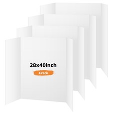 4 Pack Trifold Poster Board, 28x40 Inches White Presentation Board, Portable ...