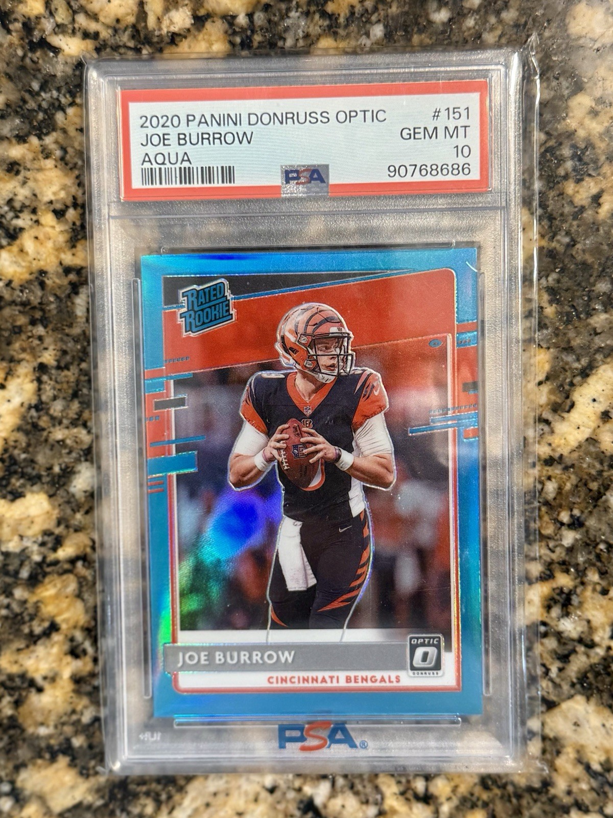 2020 Donruss Optic Joe Burrow Rated Rookie Aqua Prizm #’d /299 - PSA 10 Gem Mint