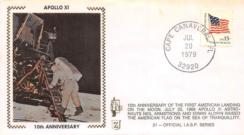10th ANNIV. APOLLO 11 SILK LIKE IASP CACHET CAPE CANAVERAL 7/20/79- SC#1618C