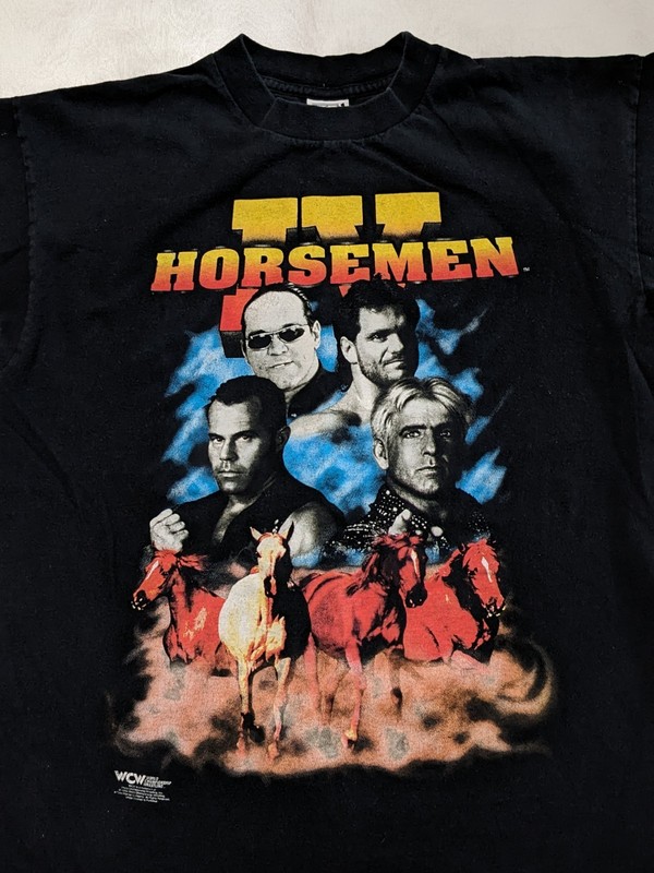 Vtg 1990s IV Horsemen Big Print T-Shirt WWE WWF WCW Wrestling Size XL 1998