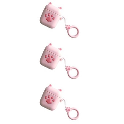 Cat Paw Silikon Wireless Earphone Case Stoßfester Kopfhörerschutz mit Ring