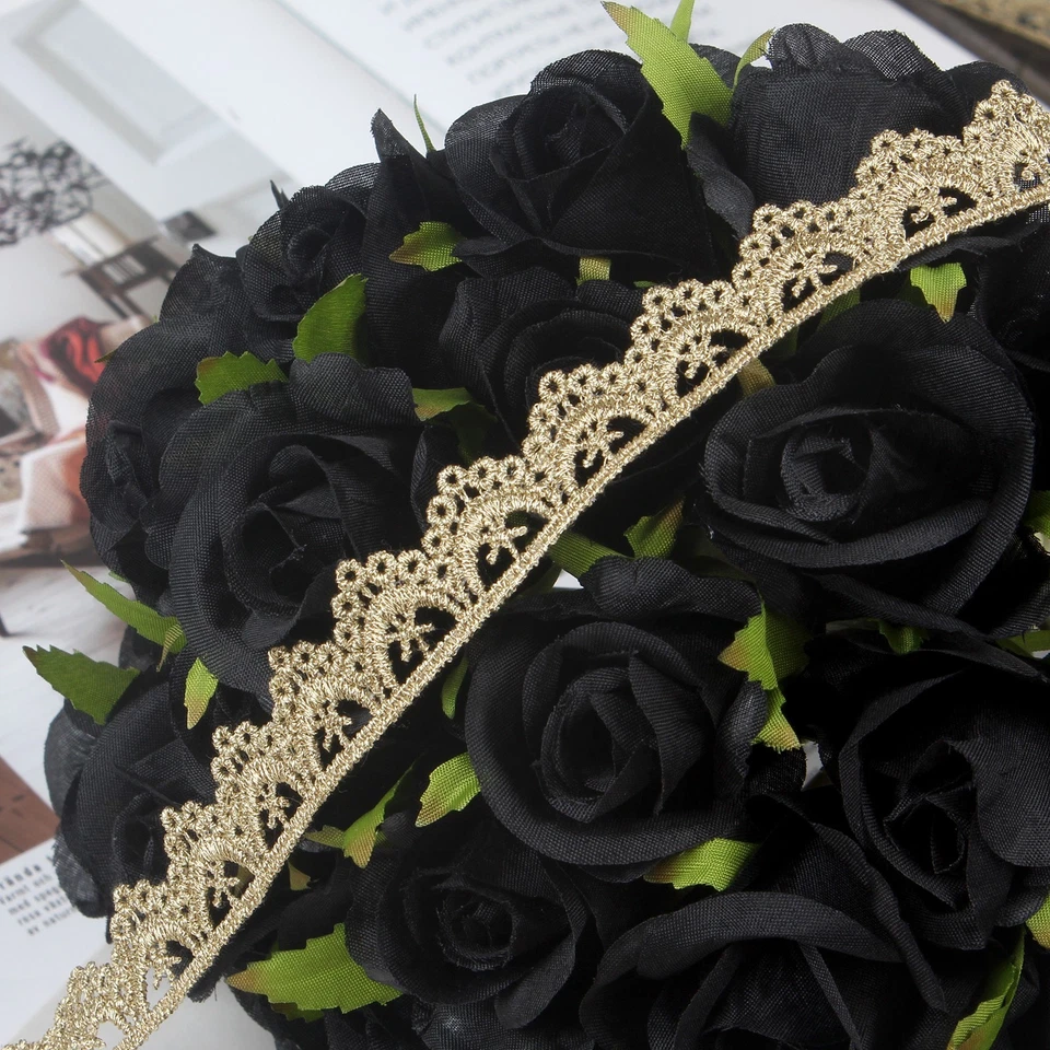 5 Yards Gold Ribbon Gold lace Ribbon Embroidery Metallic Venice Lace Edging Trim - Image 3 of 4