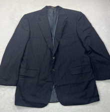 Stafford Traveler Plus Sport Coat 46L Blue Pin Stripe Worsted Wool Jacket