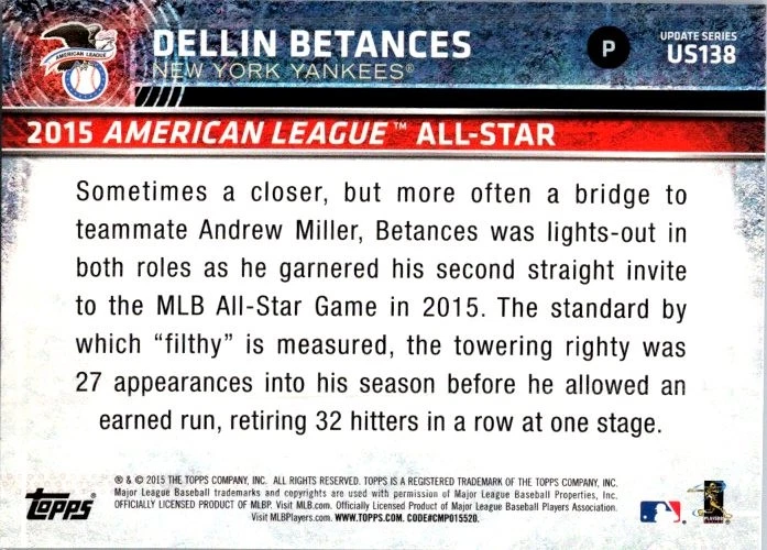2015 Topps Update #US138 Dellin Betances - Image 2 of 2