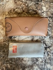 Ray-Ban Luxottica Sunglasses Case Brown Pebbled Semi Hard With Lens Cloth.