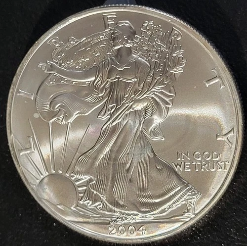 2004 American Silver Eagle $1 Dollar 1 Oz 999 Silver Coin, Uncirculated, In Case